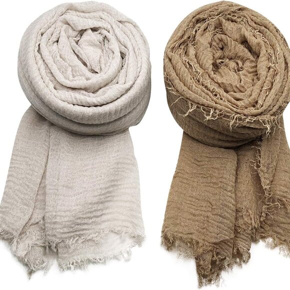 Versatile 4PCS Cotton Hemp Scarves - Long Shawl & Head Wrap for All Occasions - Picture 3 of 7